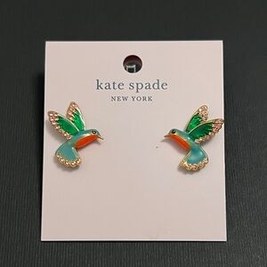 Kate Spade- Scenic Route Green and Orange Hummingbird Earrings